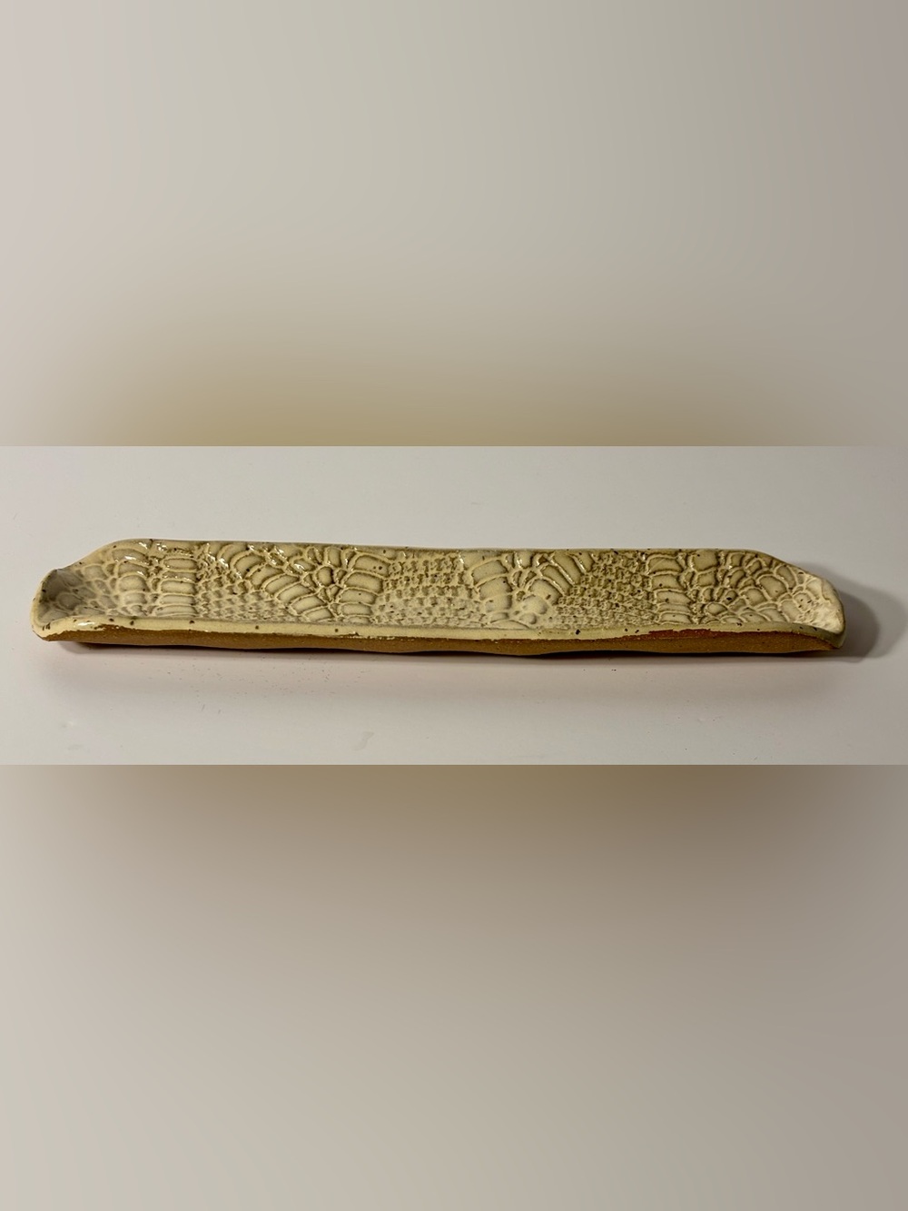 Handmade Ceramic Jewelry Tray Snake Skin Texture Long Catchall Dish